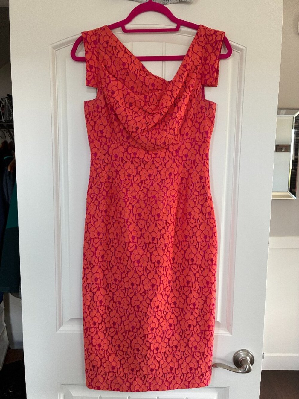 Black Halo Jackie O Dress Size 4 Orange Fuchsia Floral